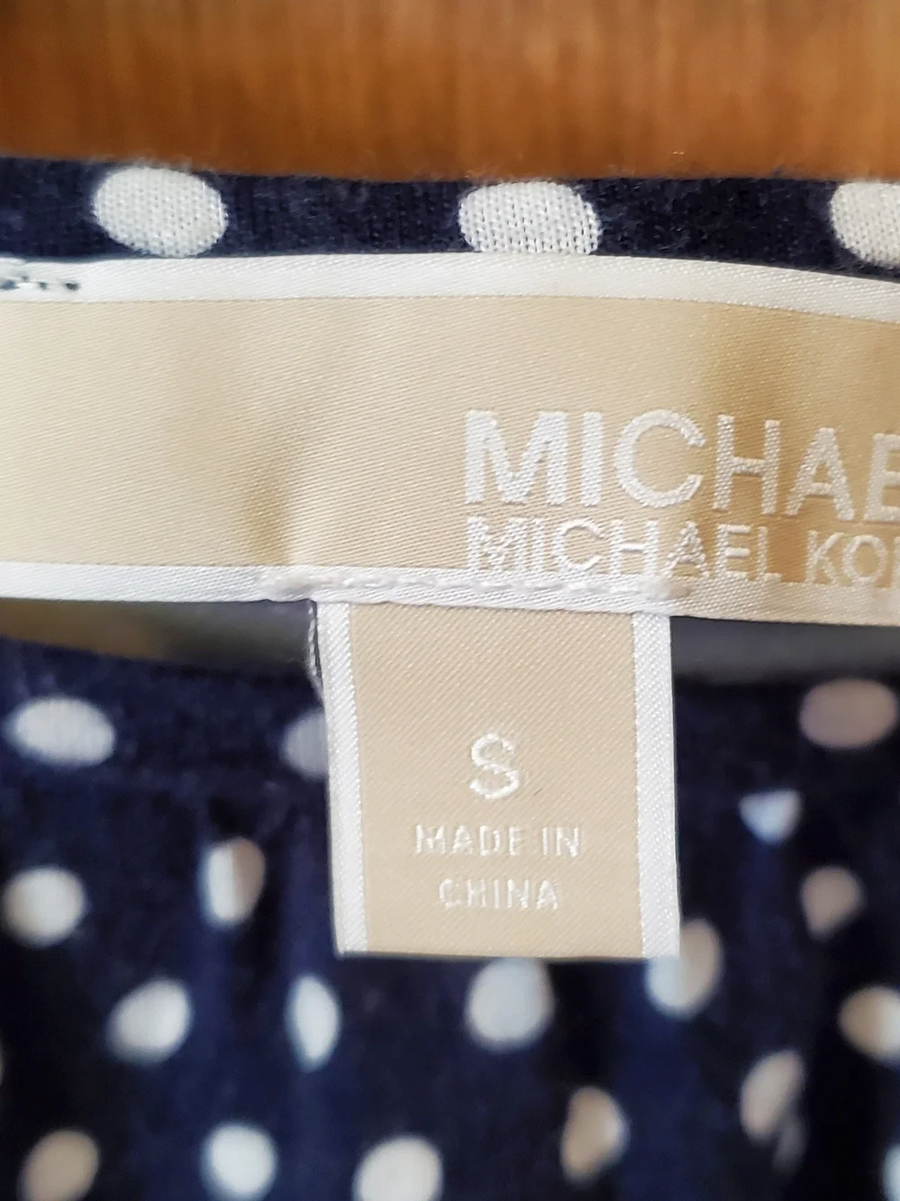 Michael Kors Navy Blue Polka Dot Scoop Neck Blouse